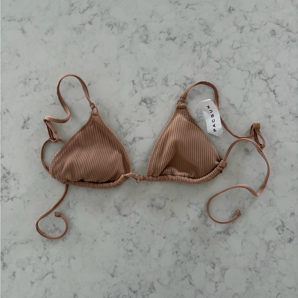 PacSun Ribbed Brown Bikini Top